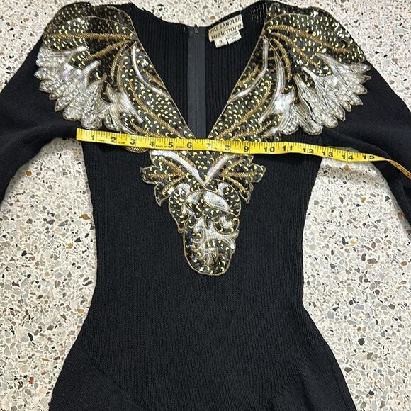 Pat Sandler  Wellmore Saks Fifth Ave knitting sweater beaded embellished dress 8 - Picture 7 of 9